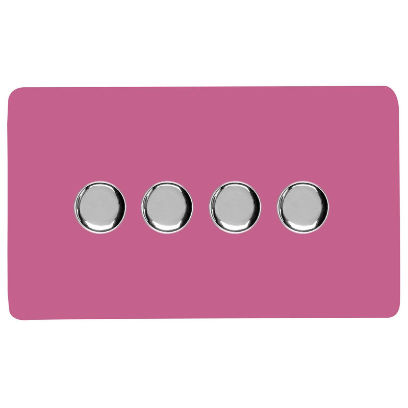 Trendi Switch 4 Gang 1 or 2 way 100w Rotary LED Dimmer Light Switch, Pink