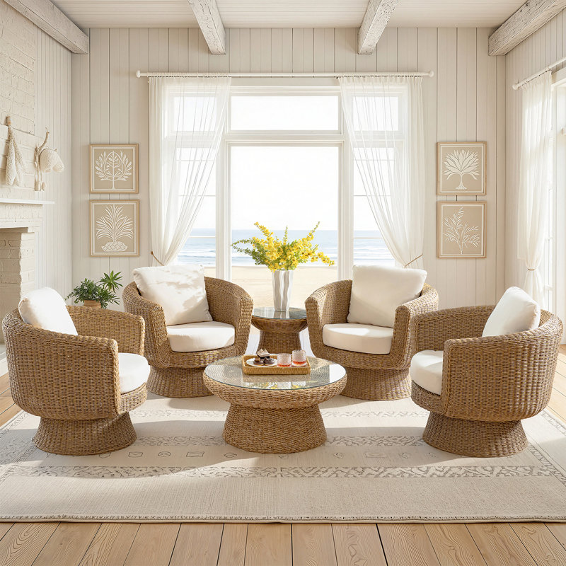 Bay Isle Home™ Anesty Coastal 6-Piece Living Room Set & Reviews | Wayfair
