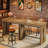 41.3" Counter Height Bar Table, Pub Bar Table With Metal Footrest For Dining Kitchen Breakfast