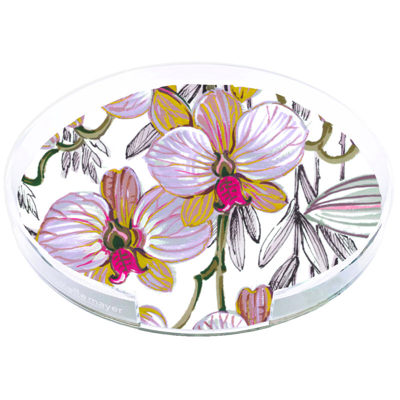 Orchid Vanda Acrylic Round Placemat Tray, Alba