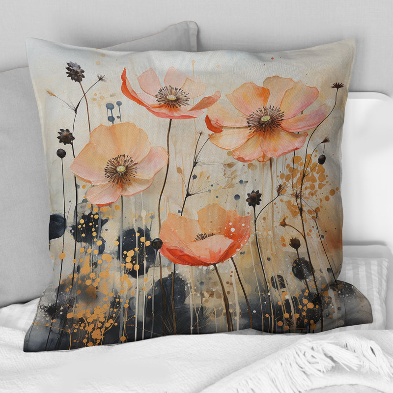 Coussin Peach Blossoming Abstractions I - Abstract Botanicals