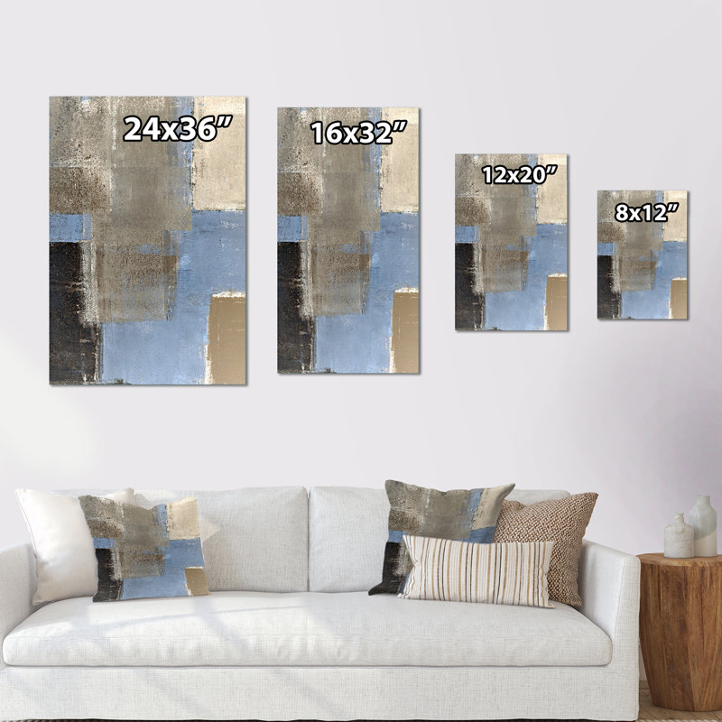 «Blue Meets Brown Abstract Art II», œuvre d'art moderne et contemporaine sur toile, H 12 po x l 8 po x P 1 po, Toile tendue