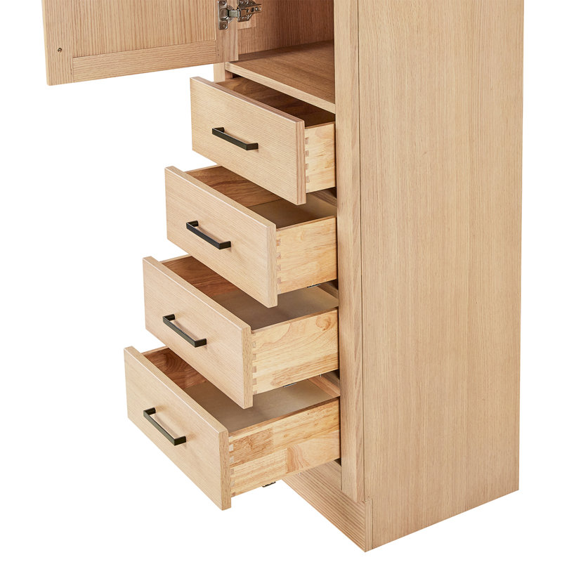 Tidworth Solid Wood Linen Cabinet, Pre-assembled, 65"H x 20"W, Oak