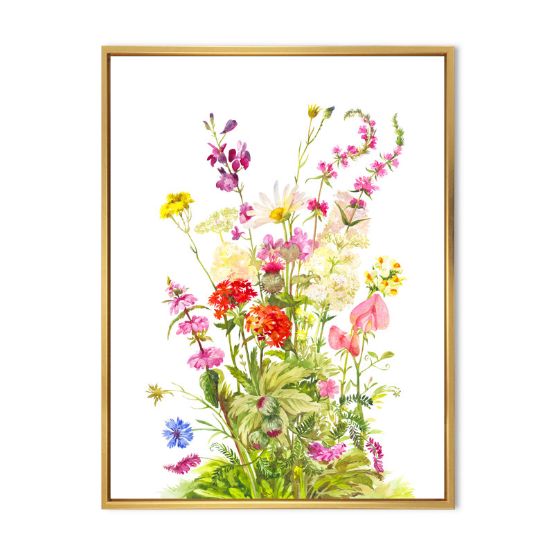 Bouquet de fleurs de la forêt en fleurs - œuvre d'art traditionnelle sur toile, H 40 po x l 30 po x P 1,5 po