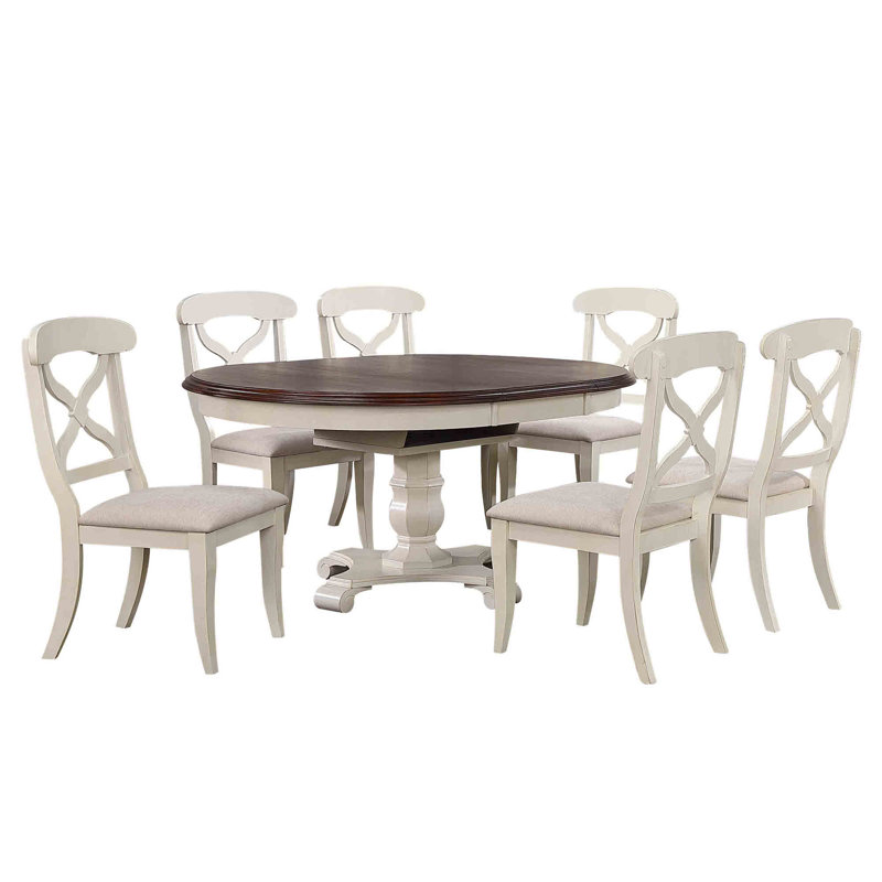 Zechari Pedestal Dining Set, 7 Pieces: Table, 6 Chairs