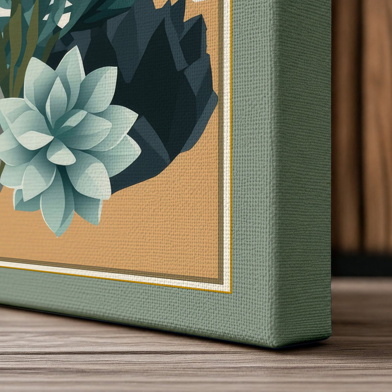 Desert Garden Botanical - Wrapped Canvas, 36x24 - 91.4 x 61.0 cm, Sage Border