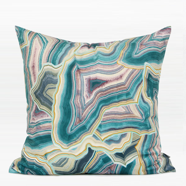 Throw Pillow, Green/Purple/Yellow, Down/Feather