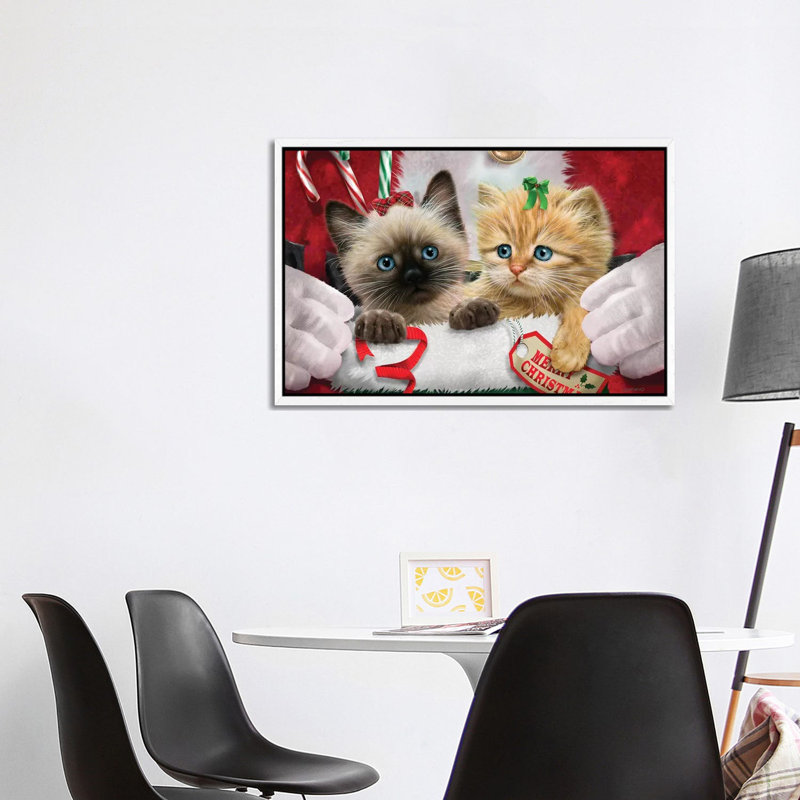 Santa's Surprise - Print on Canvas, White Framed, 101.6 cm H x 66.04 cm W
