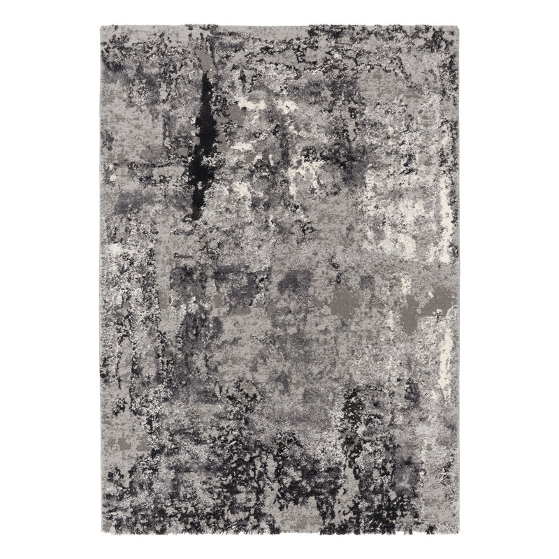 Shaggy Carpet Dewees in Grey/Black, Rectangular 240 x 290cm