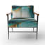 Fauteuil d'appoint rembourré abstrait sarcelle et doré Abstract Expression II-1133659040