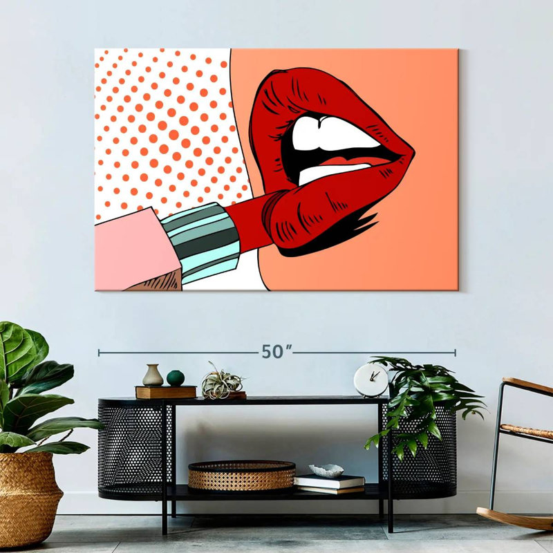 Shuttleworth Retro Pop Red Lips, 34" H x 51" W