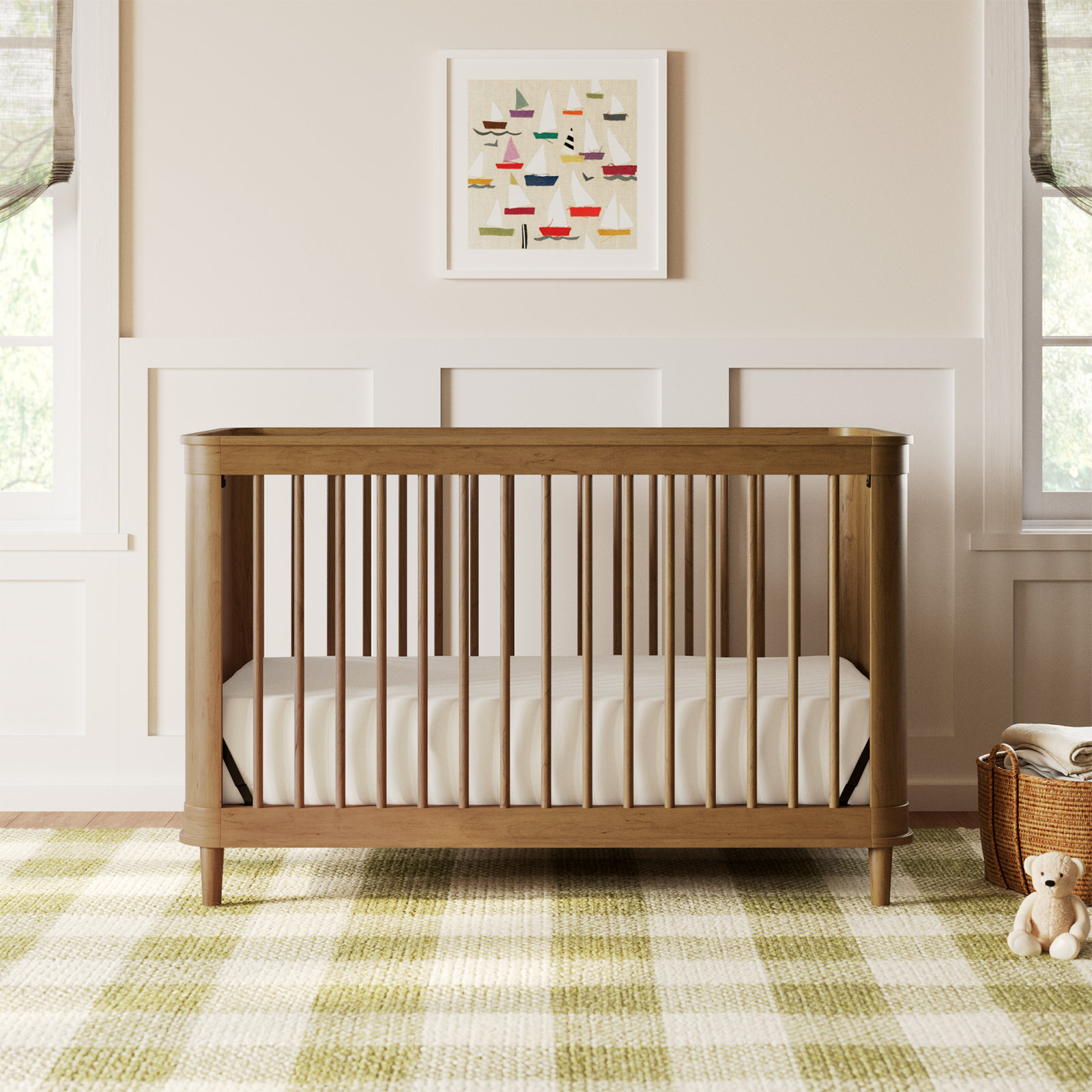 Marin 3-in-1 Convertible Crib, Natural/Walnut
