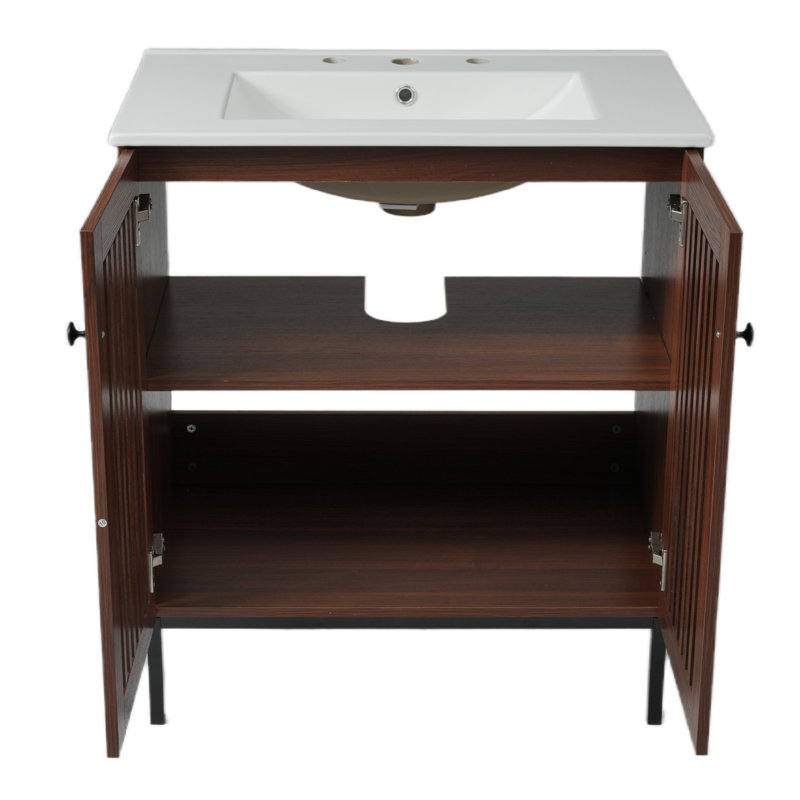 Meuble-lavabo moderne brun foncé 30 po