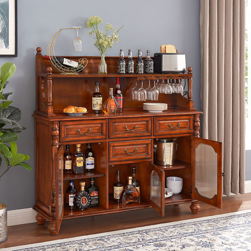 Deep-cherry Solid Wood Sideboard, Deep Cherry, 55.51" H x 47.24" W x 15.35" D