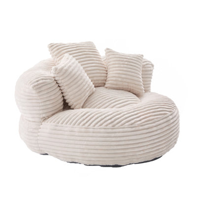 Fauteuil à billes, fauteuil à billes pour adultes, enfants, fauteuil à billes surdimensionné en velours côtelé avec 3 coussins et accoudoirs, fauteuil à billes et canapé paresseux avec rembourrage en mousse pour chambre à coucher