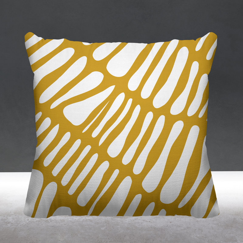 Coussin décoratif intérieur / extérieur Chase Tribal Abstract, L 15 po x H 15 po, Jaune