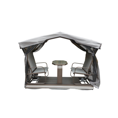 4-Seat Outdoor Glider Benches With Canopy