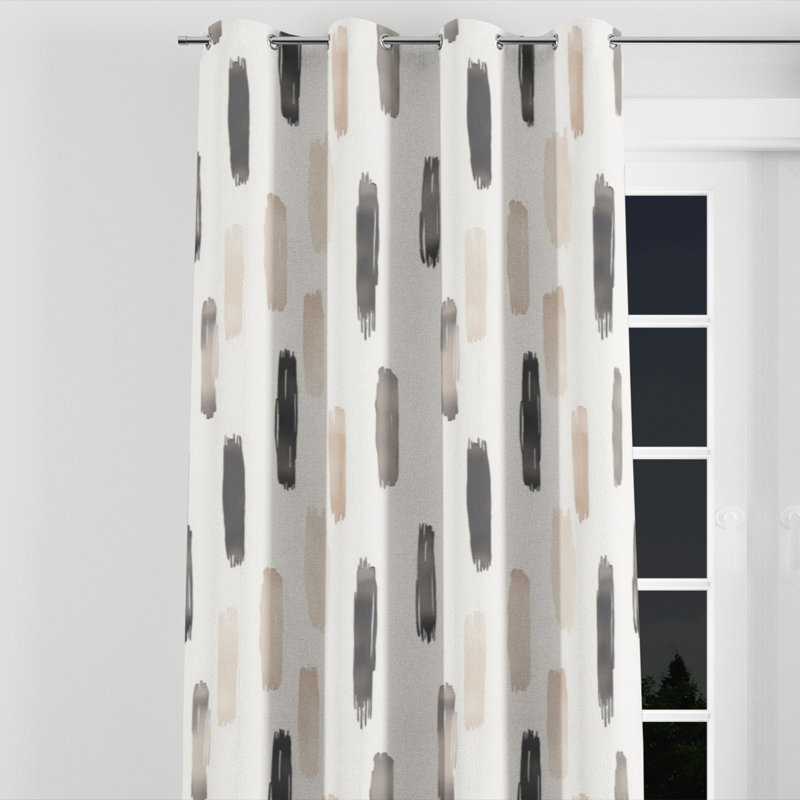 Rideaux obscurcissants Modern Room - Rideau à œillets à bordure abstraite - 1 panneau, L 52 po x L 95 po, Œillets argentés