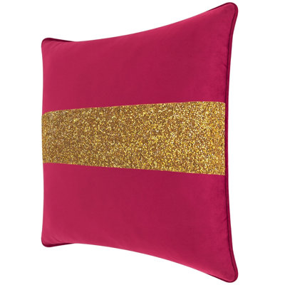 Coussin lumineux avec rayures strass - velours