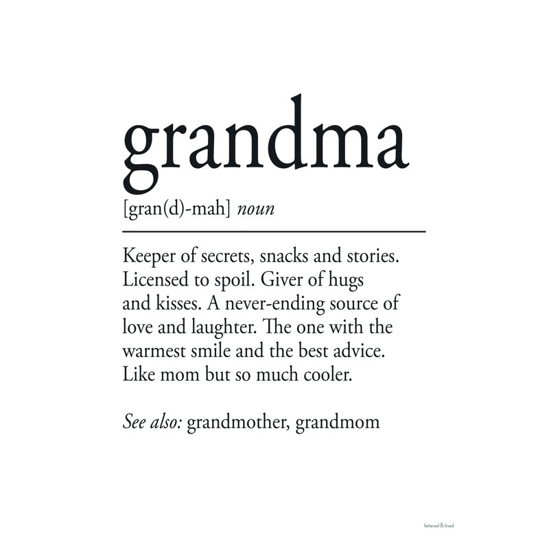 "Grandma", art textuel sur toile tendue, H 16 po x l 12 po