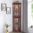 Corner Curio Cabinet With Lights, Adjustable Tempered Glass Shelves, Mirrored Back, Display Cabinet,Light Walnut (E26 Light Bulb Not Included)-892106356