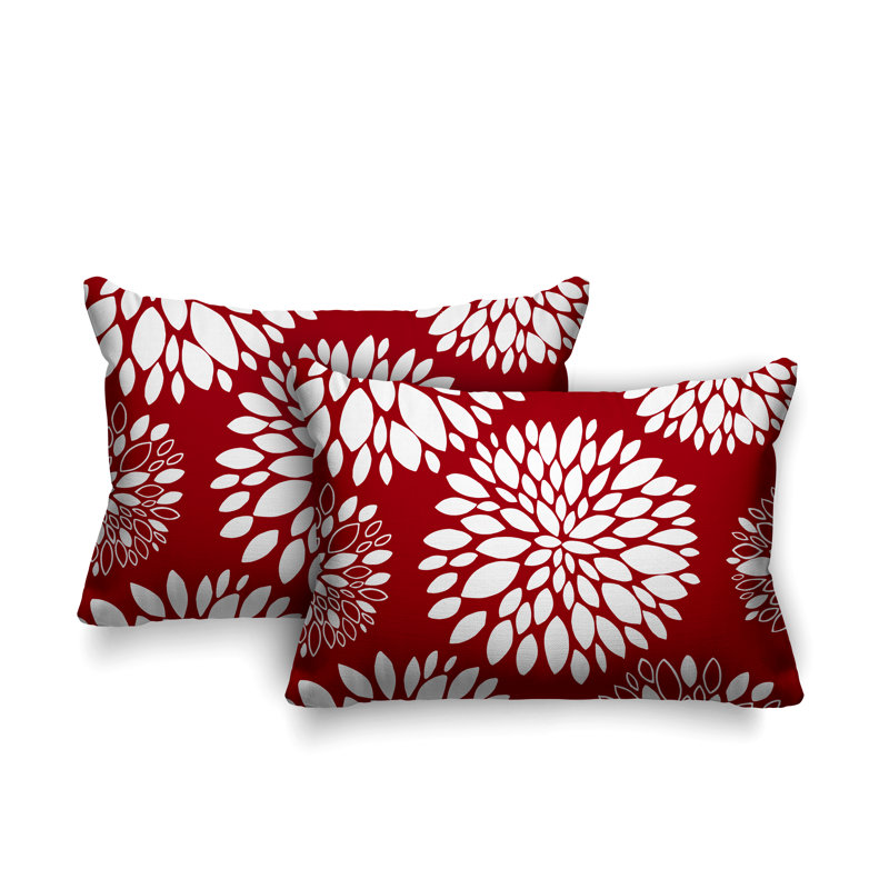 Coussin lombaire intérieur / extérieur à motif floral Fiesta, Rouge