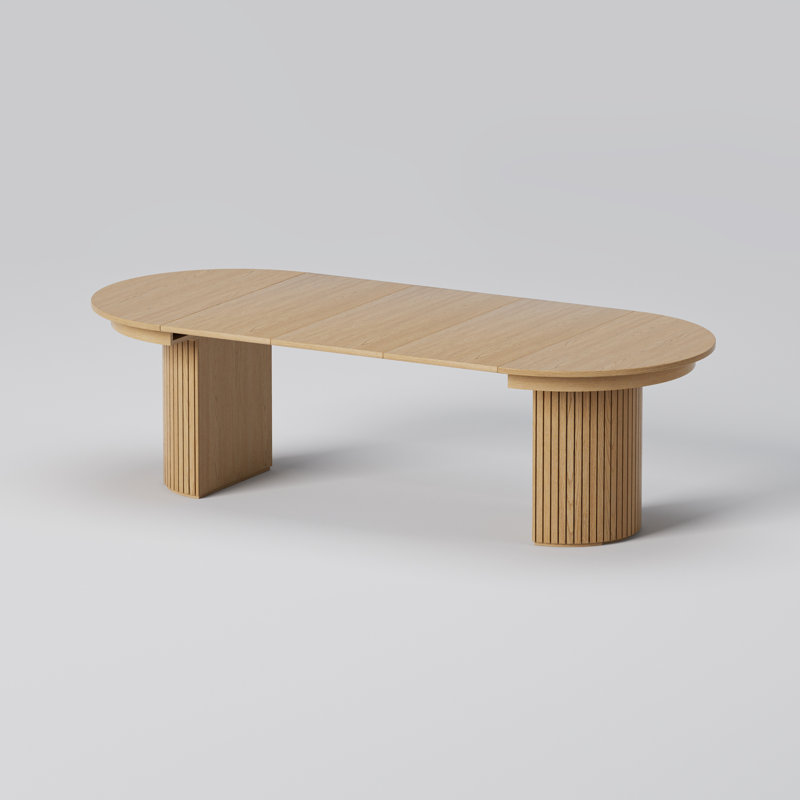 Bachman Extendable 45'' to 105" Oak Solid Wood Dining Table with Hiden Storage Space