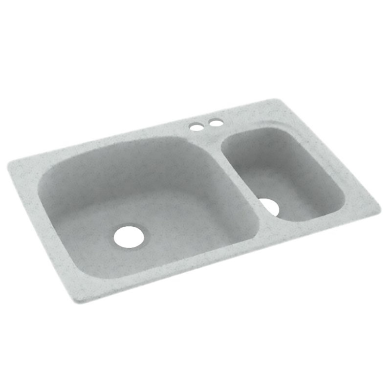 33'' L Mounting / Installation Required Double Bowl Solid Surface Kitchen Sink, 2 Hole 2B, Gray