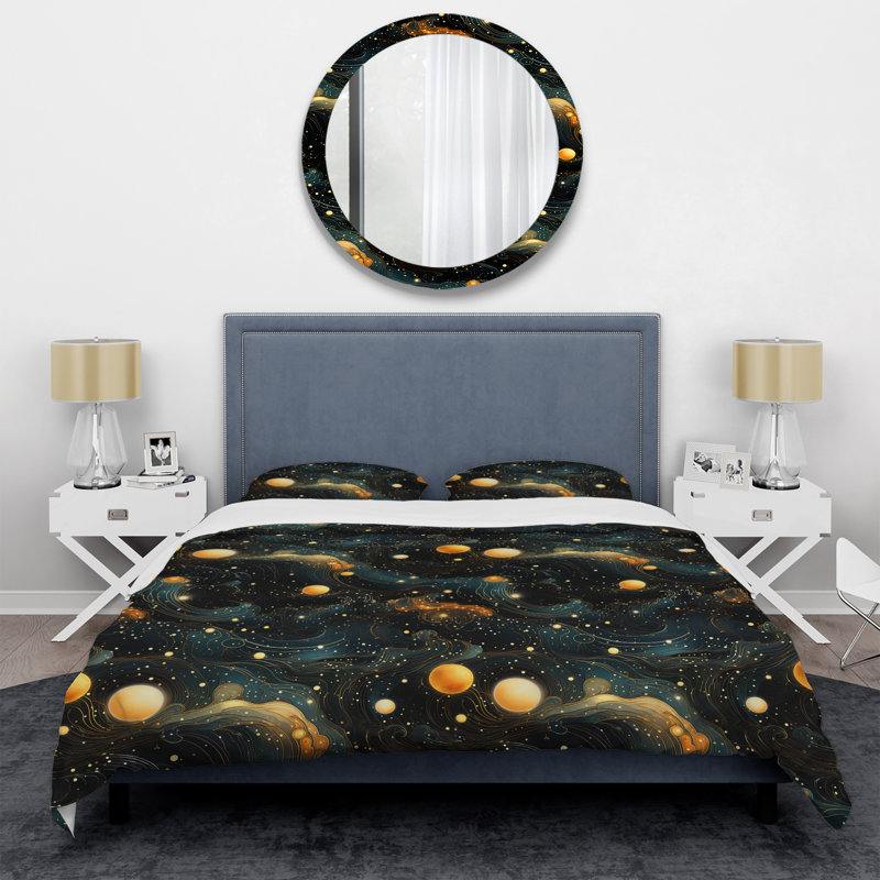 Ensemble de housse de couette géométrique Celestial Constellations, Housse de couette pour très grand lit et 2 très