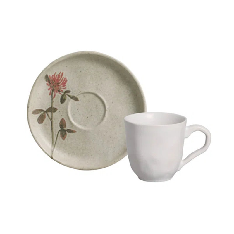Tasse à café et soucoupe en espresso 4,1 oz en céramique Campestre - Va au micro-ondes, au four et au lave-vaisselle