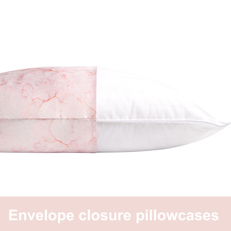 2 Pack Satin Marble Print Pillowcases, Twin Pillow Case with 2 Pillowcases, Red Marbling