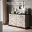 Commode à tiroirs l 54 po avec 6 très grands tiroirs, blanc antique
