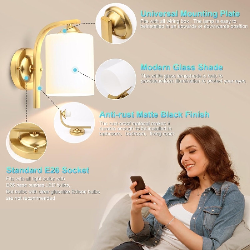 Milky White Glass Modern Wall Light