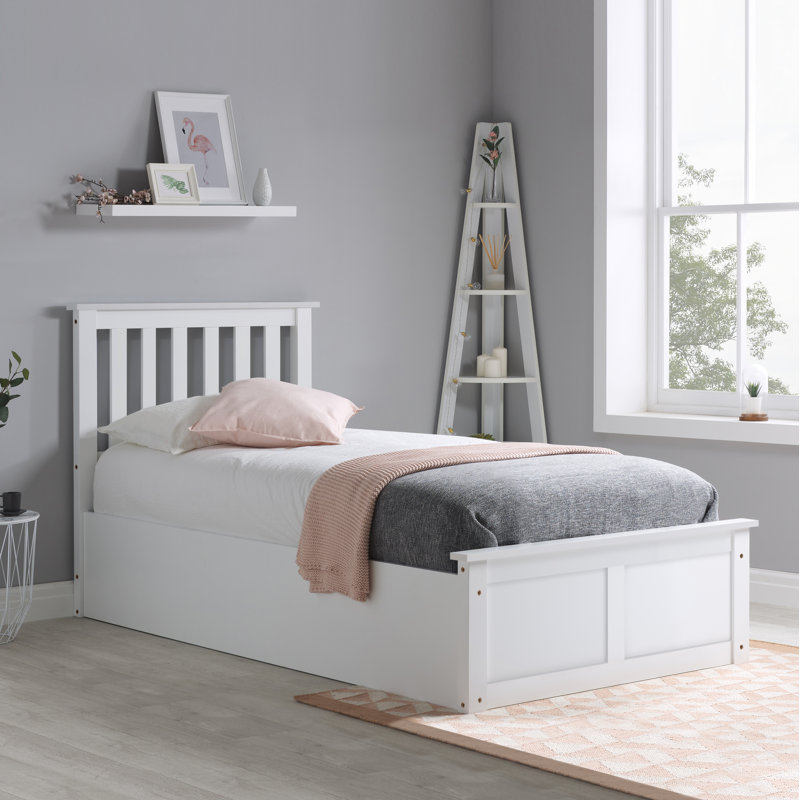 Verona Wooden Ottoman Bed, White, Single (3')