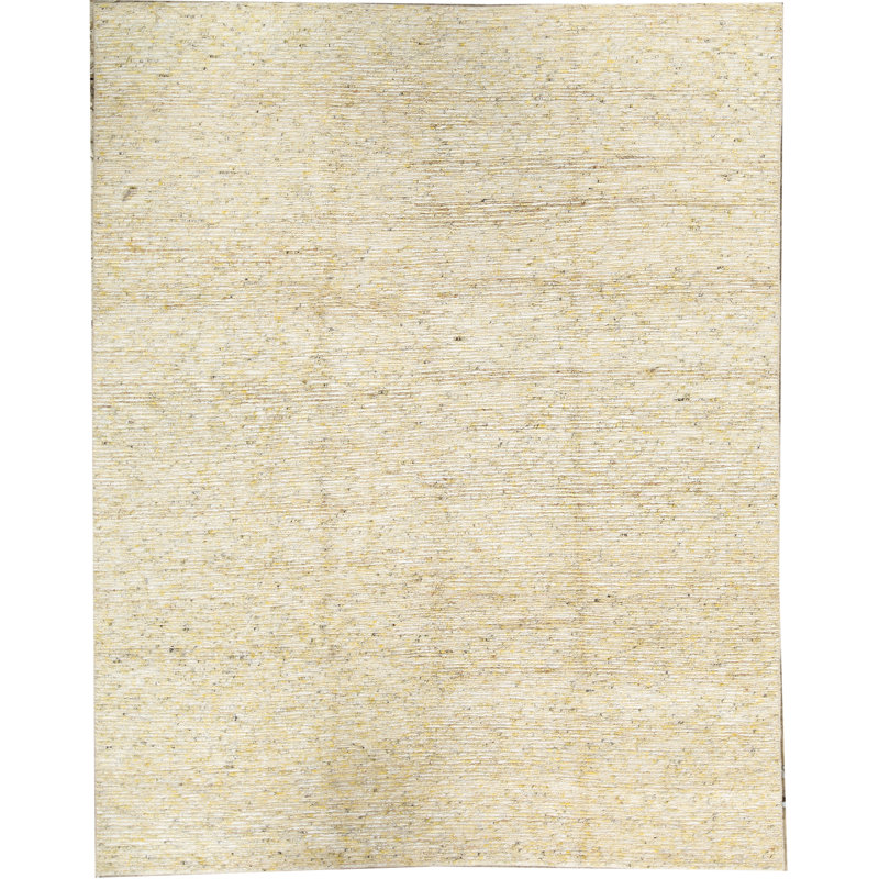 Tapis jaune et naturel noué à la main de haute qualité