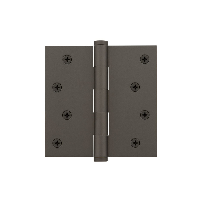 4'' x 4'' Brass Butt Bearing Hinge, Titanium Gray