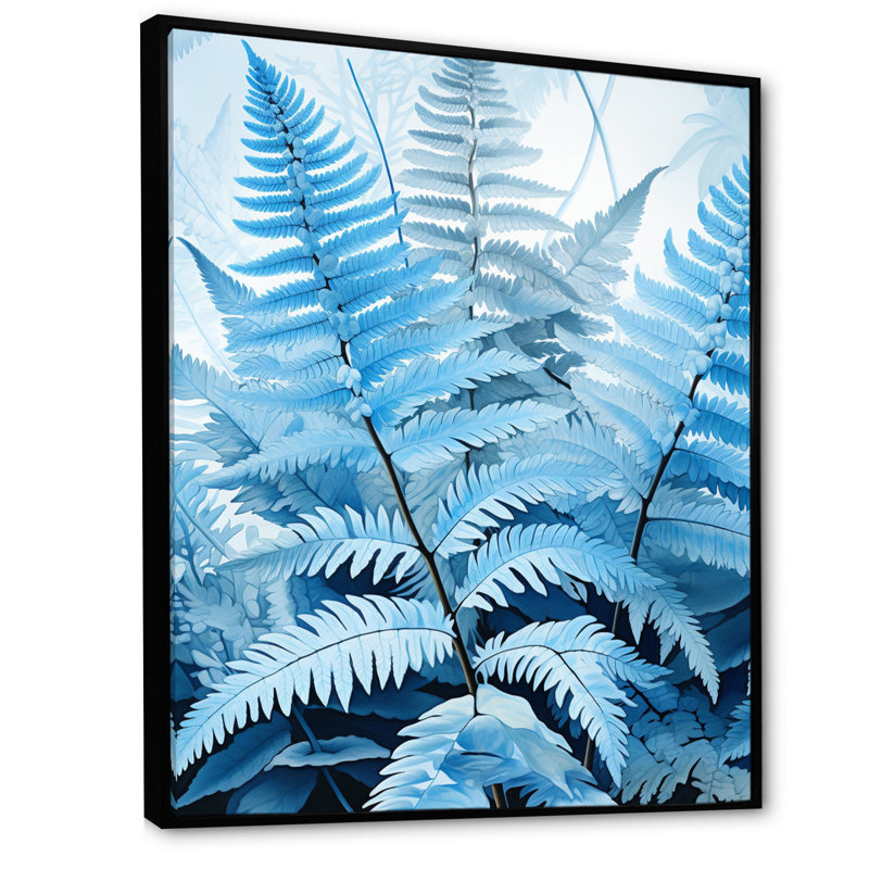 Herard Ferns Azure Dreams II - impression, Cadre flottant noir, H 44 po x l 34 po x P 1,5 po