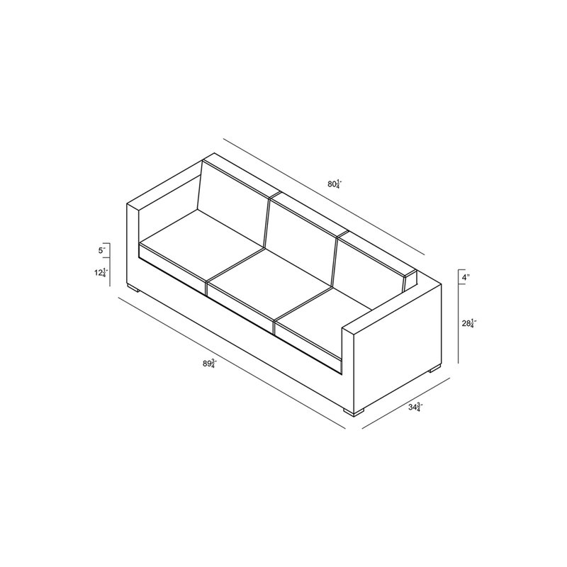 District Outdoor 3 - Seat Patio Sofa, Cast Silver Sunbrella®