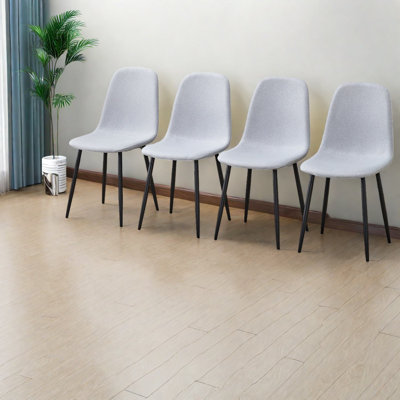 Ensemble de chaises de salle à manger confortables, pieds en métal et tissu de lin, petite cuisine moderne