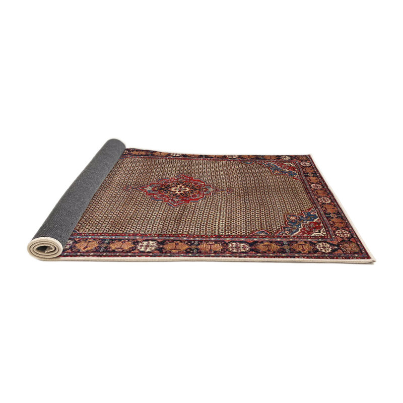 Tapis de zone brun/rouge 1638 traditionnel, Rond 3 pi