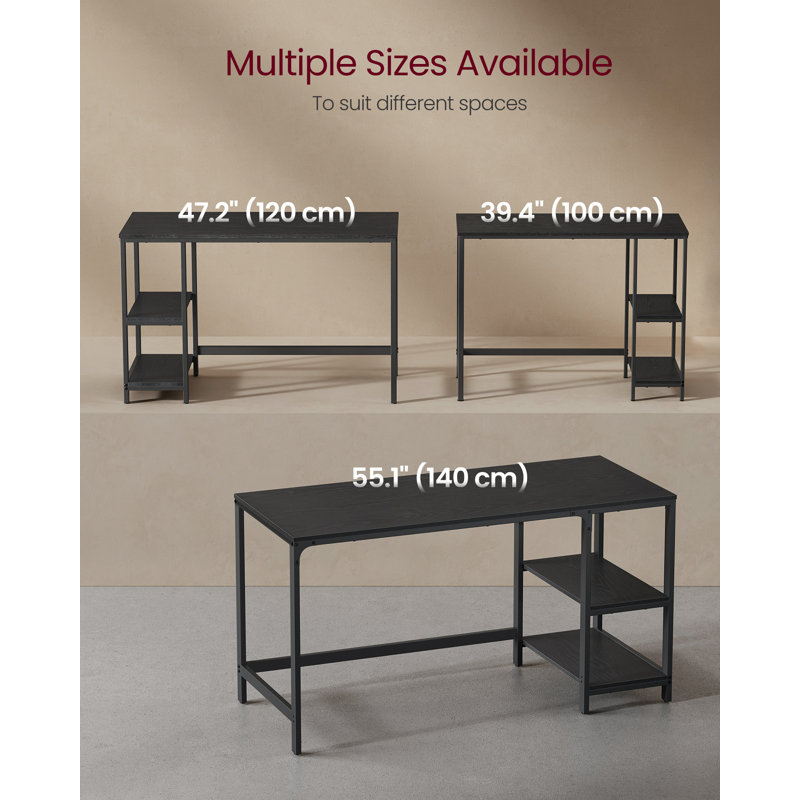 Alaudin Metal Base Computer Desk, Black
