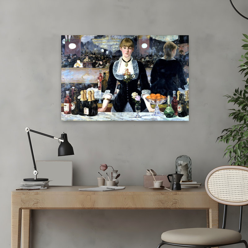 Bar at the Folies Bergeres, reproduction d'art murale classique contemporaine, 16" H x 24" W