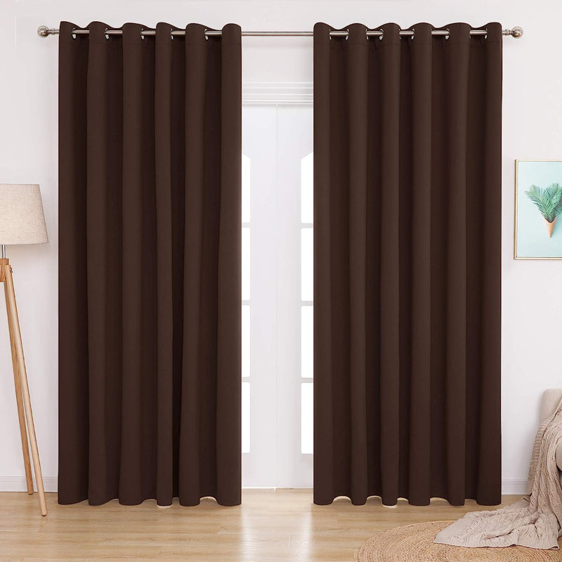 Blackout Door Curtain Pair, Chocolate, 229 W x 274 D cm