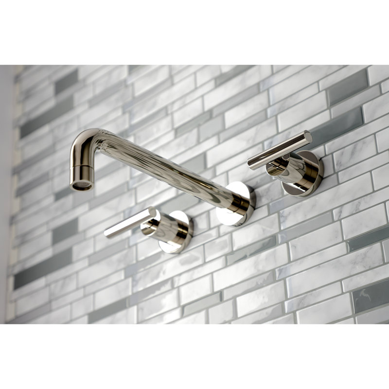 Kingston Brass Manhattan Two-Handle 3-Hole Wall Mount Roman Tub Faucet, Polished Nickel