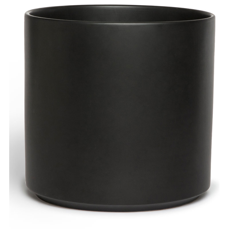 Stoneware Pot Planter, Black, 11.25" H x 11.25" W x 11.25" D