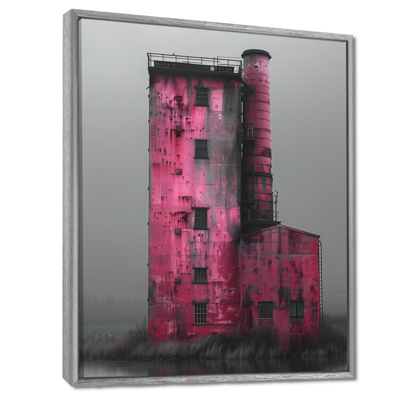 Photo de moulin rose rose, Cadre argenté flottant, bois massif, H 16 po x l 32 po