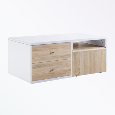 Table basse rectangulaire avec table coulissante et 2 tiroirs