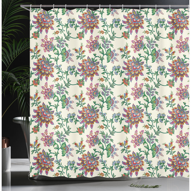 Rideau de douche à simple fleur indien Burnes, H 75 po x l 69 po