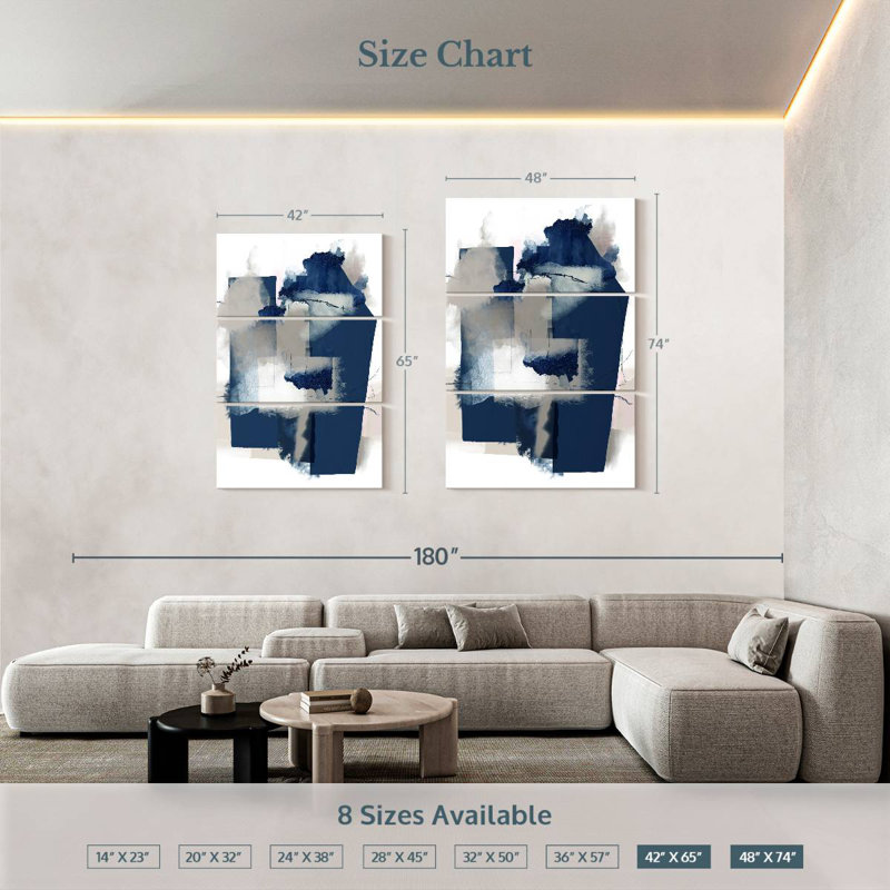Avery Juxtaposed Blue, 65" H x 42" W
