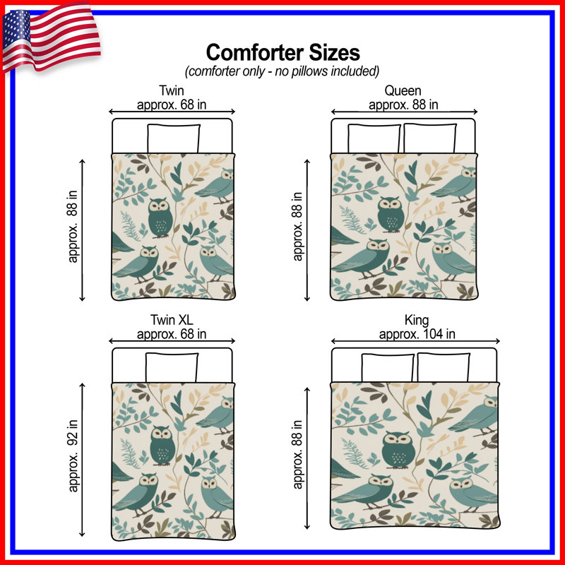 Owl Leaf Pattern Comforter, King